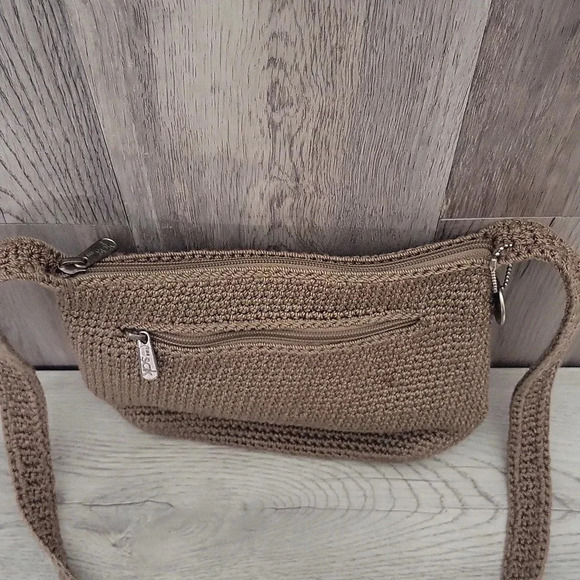 The Sak Taupe Handmade Crocheted Knit Woven Boho‎ Shoulder Bag - Picture 5 of 12